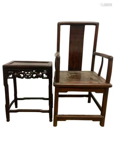 Asian Chair and Carved Side Table