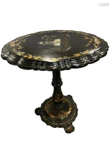 Victorian Paper Mache Lacquered Tilt-Top Table