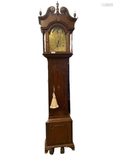 Eli Bentley Grandfather Clock, Brass Face