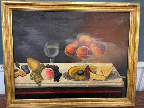 Oil on Canvas Still Life "Fruits on Table"