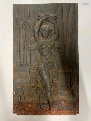 Cast Iron Panel w/ Gypsy Girl in Relief