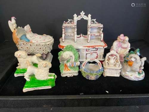 Staffordshire Lot incl Figurines, Dogs, etc