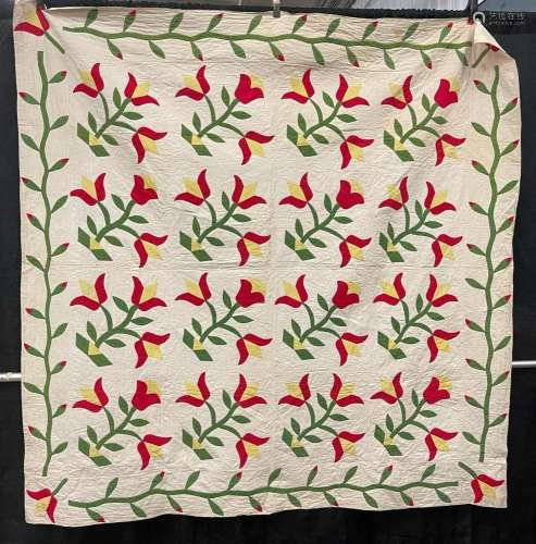 Handmade Quilt, Tulip Pattern