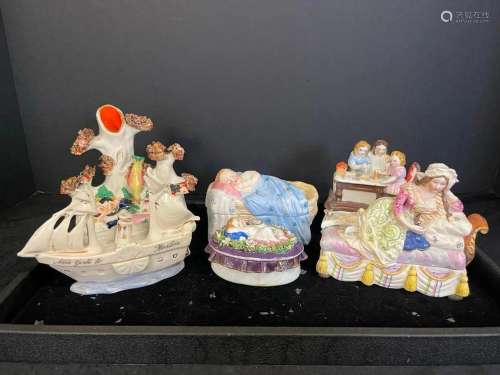 Staffordshire Covered Boxes, Children, etc