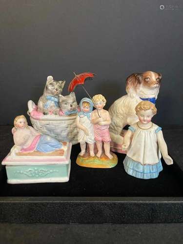 Porcelain Figurine Lot, Covered Boxes, etc