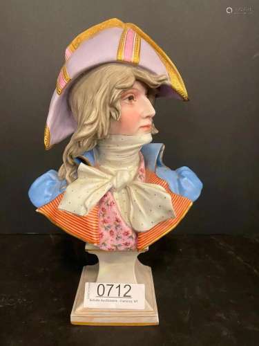 French Porcelain Bust of Soldier