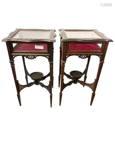 Pair Mahogany Lift Top Curio Cabinets Circa 1910