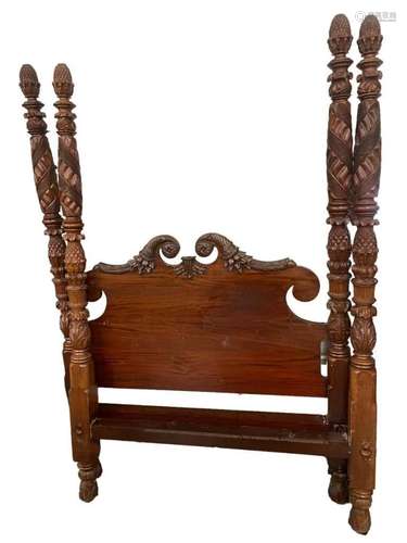 Federal Carved Mahogany 4 Post Bed