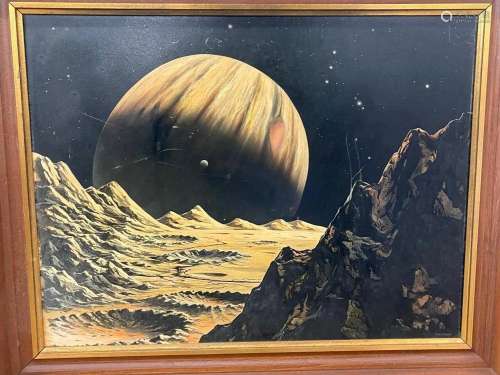 Painting on Board of a Planet, Signed Costanzo