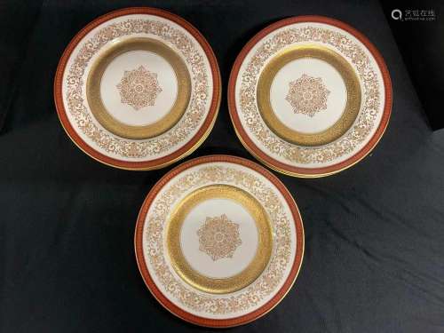10 E.J. Grimm Decorated Plates w/ 22k Gold