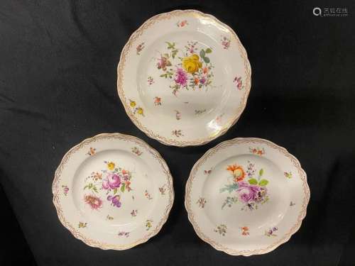 7 Hand Painted Meissen Plates