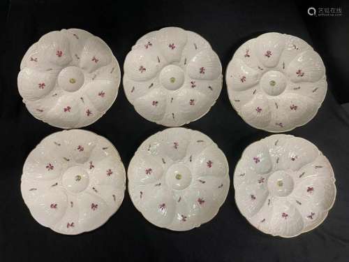 6 Carlsbad Oyster Plates with floral design