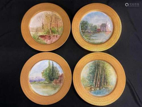 4 Jesse Dean 1865 Hand Painted Dinner Plates