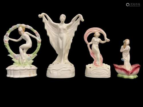 4 Porcelain Art Deco Women Flower Holders