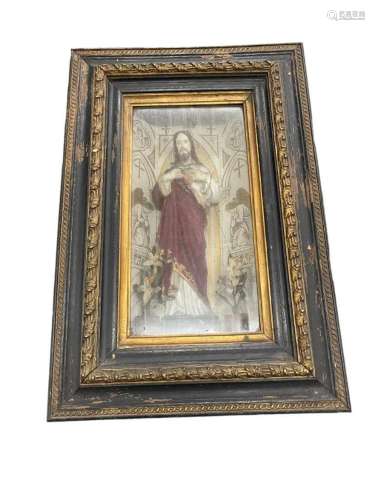 Circa 1900 Framed Diorama of Religious Scene