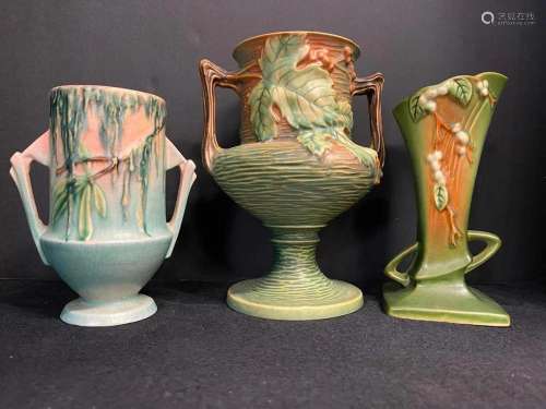 3 Roseville Art Pottery Vases
