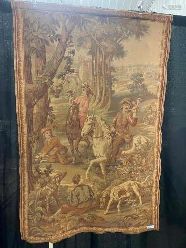 French Tapestry of man and woman on horseback
