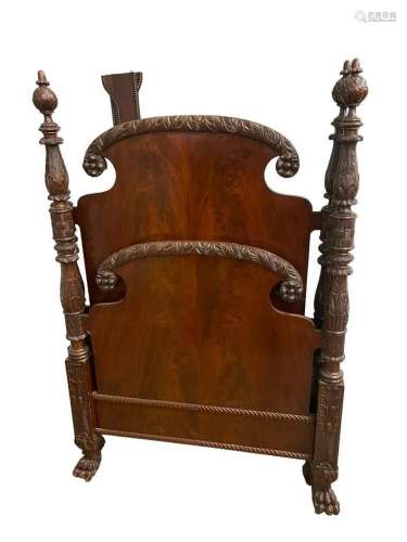 Elaborately Carved 4 Post Bed Frame