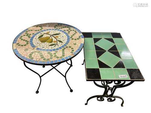 Tile Top Table & Round Mosaic Table