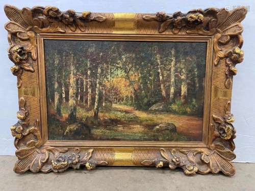 Signed Oil on Board Landscape in Fine Gold Frame