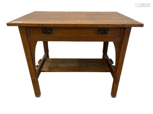 Stickley One Drawer Oak Library Table