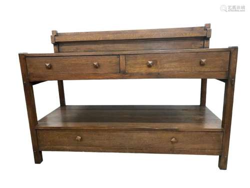 Arts & Crafts Oak Server with 3 Drawers