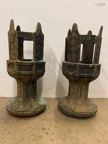 Pair of Cast Iron Outdoor Light Bases