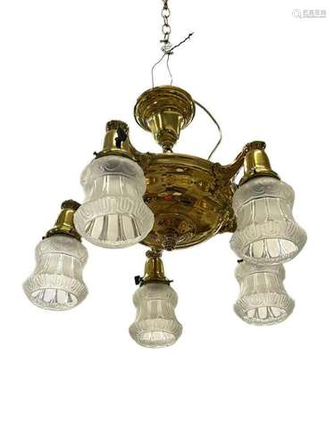 Brass 5 Light Hanging Fixture