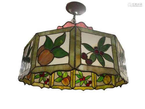 Leaded Glass Dome with Apple & Cherry Decoration