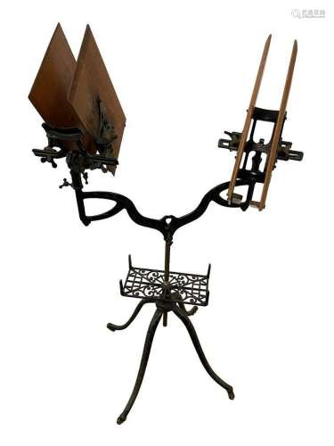 Very Rare Double Arm Cast Iron Dictionary Stand