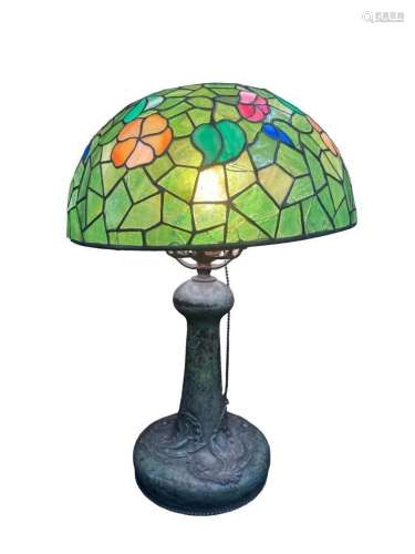 Antique Leaded Glass Table Lamp