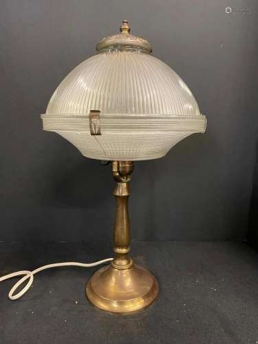 Brass Table Lamp w/ unusual shade
