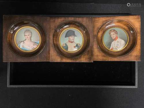 3 Signed Miniature Paintings incl Napoleon