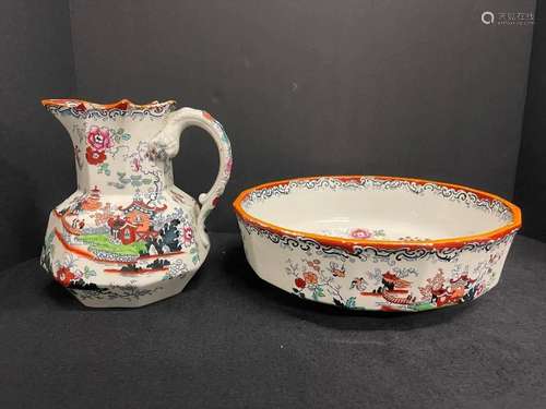 Mason's Ironstone Pitcher & Bowl