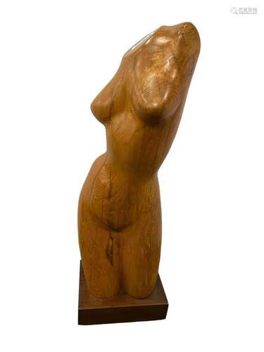 Abstract Carved Torso in Tiger Wood