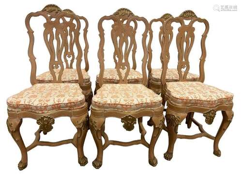 Set of 6 Dining Chairs w/ Carving and claw feet