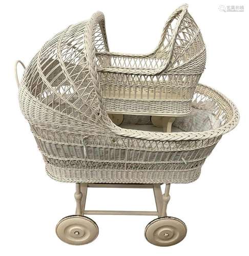 Wicker Bassinet & Wicker Doll Stroller