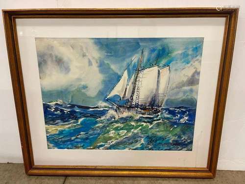 Robert N Blair Watercolor Sailboat