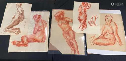 6 Anthony Sisti Drawings incl. Sepia Charcoal etc