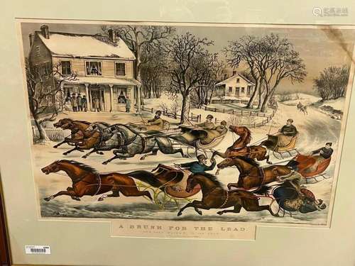 Currier & Ives Litho "Brush for the Lead"