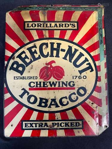 Beech-Nut Chewing Tobacco, Tin Advertising Sign