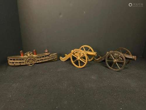 Cast Iron Cannon's & Steamship "Bank"