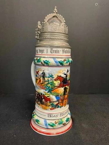 Regimental Beer Stein w/ Unusual Lid