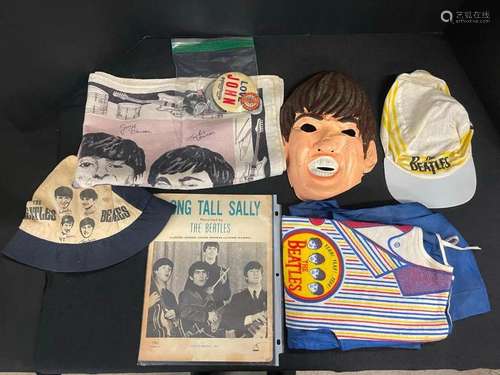 Beatles Lot, Buttons, Hats, Sheet Music, etc