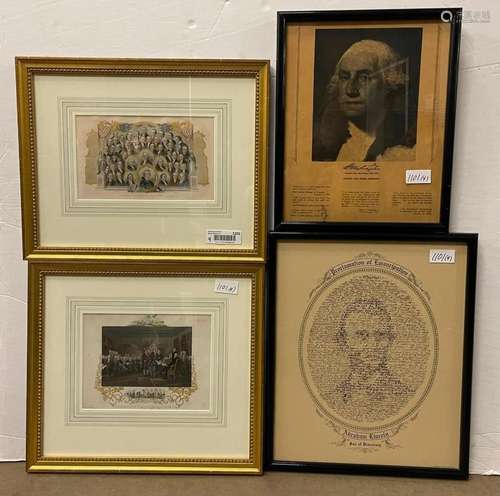 2 Framed Declaration of Independence Engraving etc