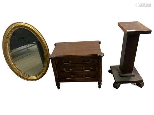 Small 3 Drawer Chest, Oval Mirror, Plant Stand