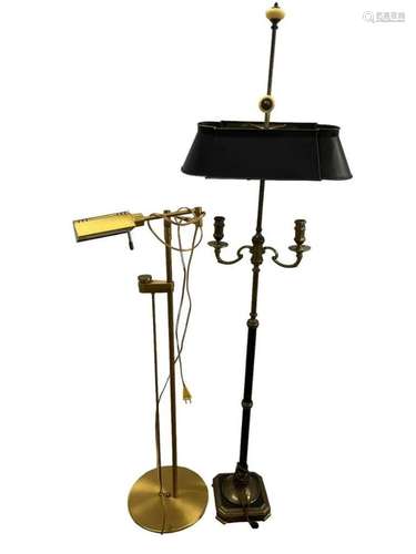 2 Floor Lamps incl. Adjustable Brass Lamp