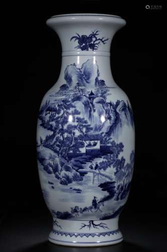 Blue and white landscape characters: dish buccal bottle20 ji...