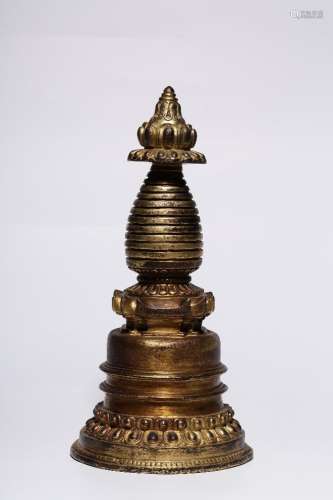 : copper and gold washed when the tower1046.5 g 20.5 CM high...