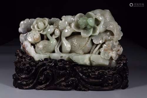 : hetian jade belt tsui-po duck in furnishing articlesSize: ...